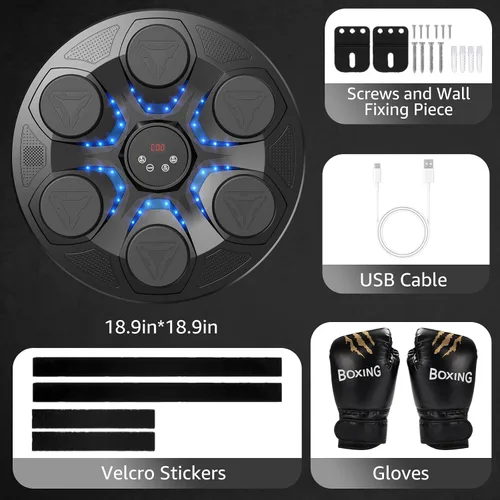 Vista 8 de Upgrade Music Boxing Machine For Adults Kids, Interactive Music Punching Machine with Gloves 12 Modes 12 Speeds, Wall Mounted Electronic Boxing