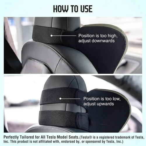 Vista 5 de Almohada para el Cuello del Asiento de Coche para Conducir, Almohada de Reposacabezas de Espuma Viscoelástica Suave con Correa Ajustable y Funda