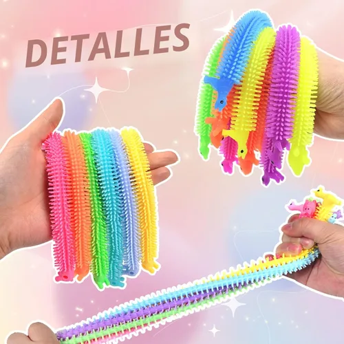 Vista 4 de 20 piezas de juguete antiestrés elástico, juguete de cuerdas elásticas coloridas para regalo del día del niño, para niños, adultos, niños, niñas