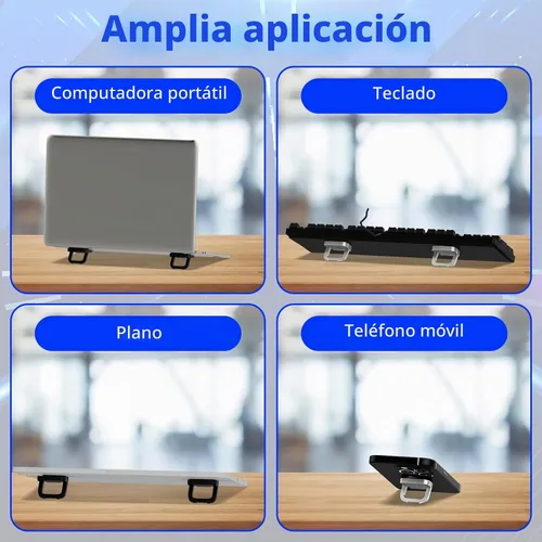 Vista 7 de Juego de elevadores de teclado portátil de 4 piezas, 2 negros y 2 soportes ajustables para teclado de computadora portátil con 2 ajustes de ángulo