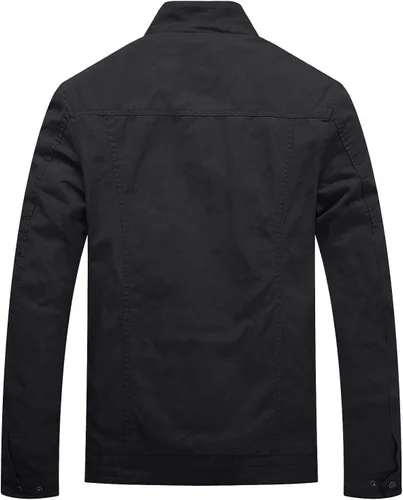 Vista 2 de WenVen - Chaqueta militar para hombre, algodón, ligera, cuello alto, práctica chamarra casual.