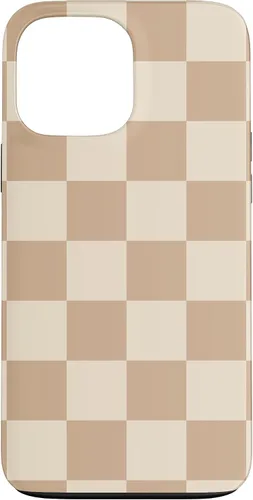 Vista 48 de Funda de tablero de ajedrez marrón beige claro para iPhone 14 Pro