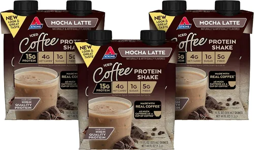 Vista 5 de Atkins Paquete de batidos de proteína de café helado con leche y chocolate con leche con leche con leche con leche