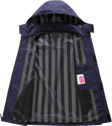 Vista 3 de Chaqueta impermeable ligera para hombre con capucha, para el aire libre, senderismo, viajes
