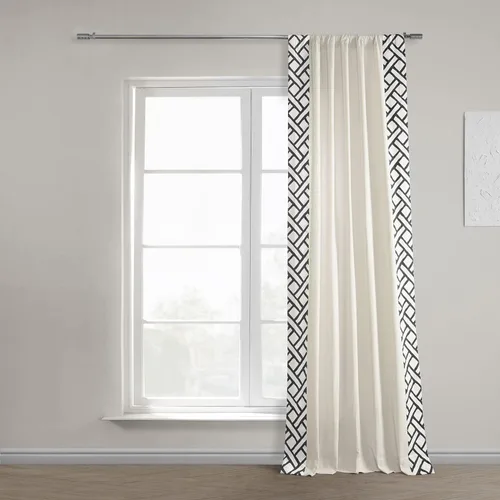 Vista 2 de HPD Half Price Drapes Cortinas de algodón sólido con bordes para dormitorio y sala de estar, 50 x 84, DTCC-SB220607-84 (1 panel) Garden Path Negro