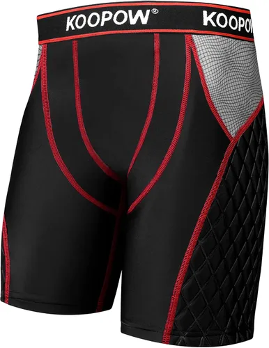 Vista 7 de KOOPOW - Pantalones cortos acolchados deslizantes para adultos, hombres, con almohadillas deslizantes para béisbol, fútbol, lacrosse, hockey