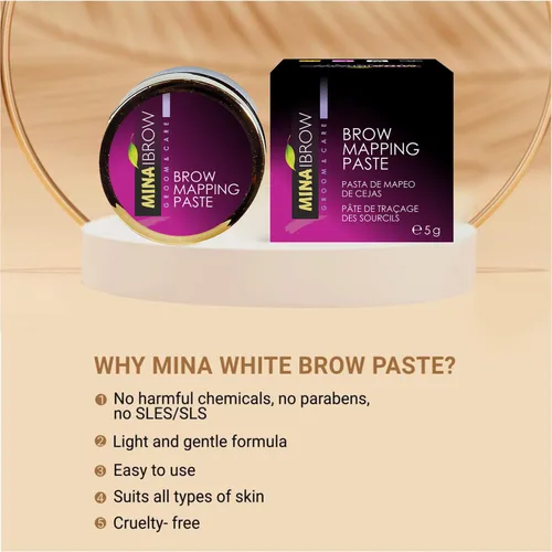 Vista 8 de MINA Pasta de cejas blanca de 0.18 oz Dibuja o dibuja la forma correcta de la ceja Ayuda a perfeccionar el tinte de cejas, pasta blanca