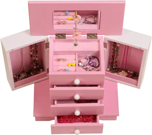 Vista 5 de Mele Co Elise - Joyero musical con cajones para niñas organizador de joyas grabado personalizado para niños niñas pequeñas