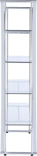 Vista 7 de Coaster Home Furnishings - Larson - Estantería de metal y vidrio con 4 estantes con detalles cromados - Contemporánea - Oficina en casa - 73