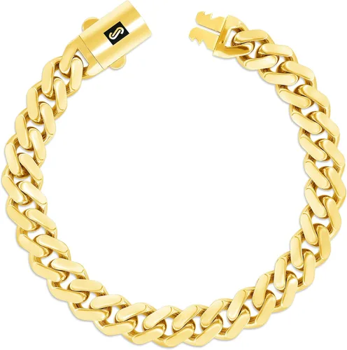 Vista 7 de Nuragold 10k Oro Amarillo Real Royal Monaco 9mm Pulsera de Eslabones Cubanos de Miami (6"-9") Joyería Italiana para Hombres y Mujeres