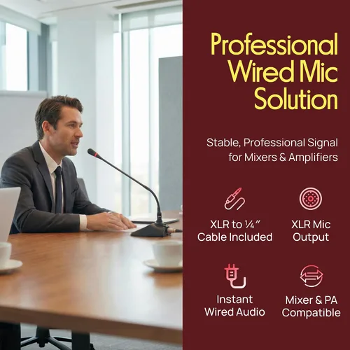 Vista 5 de Sistema de micrófono con cable de cuello de cisne de escritorio - Micrófono condensador de voz con cable montado en mesa con filtro pop - Cable