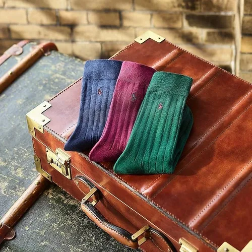 Vista 4 de POLO RALPH LAUREN Men's Assorted Pattern Dress Crew Socks-3 Pair Pack-Soft and Lightweight Cotton Comfort