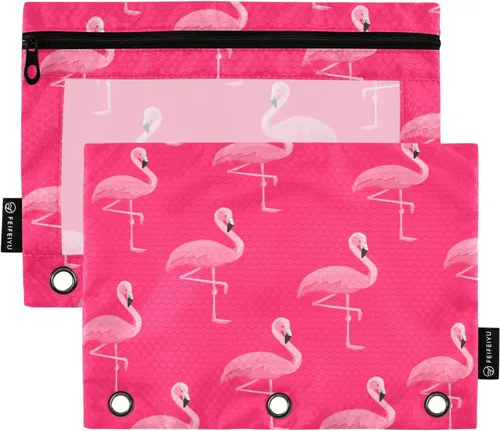 Vista 26 de Una bolsa para lápices de montaña se adapta a carpetas estándar de 3 anillas, bolsa de lápices con cremallera con ventana transparente para oficina