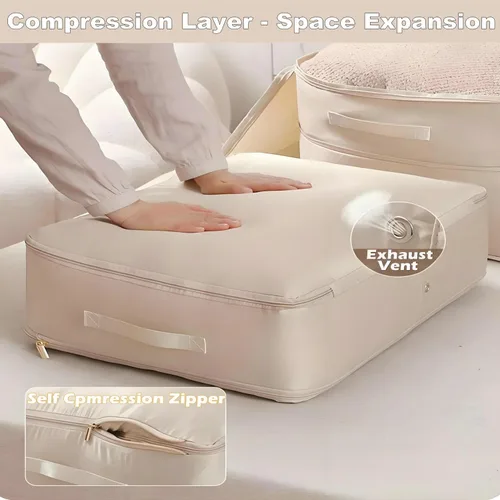 Vista 4 de Organizador de Autocompresión Ultra Ahorrador de Espacio, Bolsa de Almacenamiento de Gran Capacidad Nueva 2025, Bolsas de Tela de Satén Gruesa