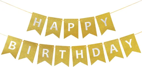 Vista 8 de Clabby Cartel de feliz cumpleaños negro con purpurina con letras brillantes de feliz cumpleaños con purpurina brillante para colgar suministros