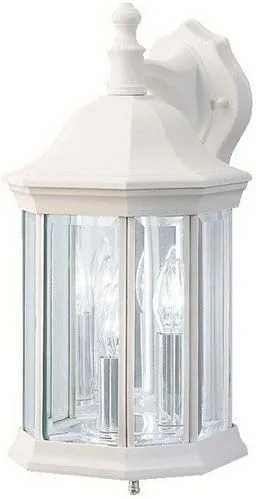 Vista 6 de Kichler Chesapeake - Lámpara de pared para exteriores de 14.75 pulgadas, 3 luces, con cristal biselado transparente, color blanco