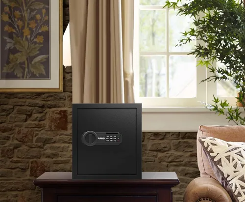 Vista 2 de RPNB Caja fuerte y con cerradura de lujo, caja de seguridad con teclado digital, caja fuerte pequeña de aleación de acero, bloqueo de teclado