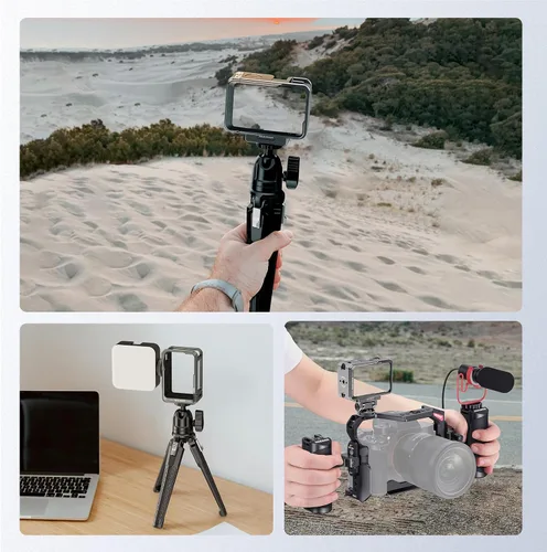 Vista 6 de NEEWER Kit de jaula para cámara de acción compatible con DJI Osmo Action 5 Pro 4 3 DJI Mic, accesorios de marco protector con montaje de zapata fría