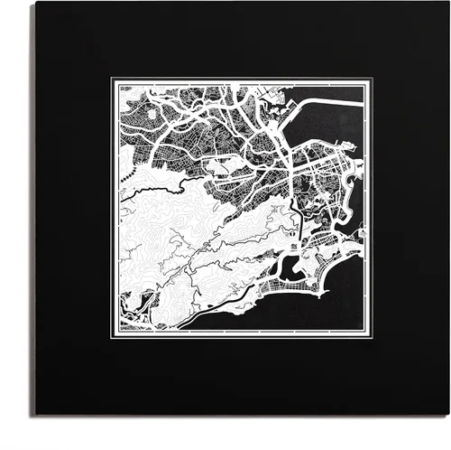 Vista 109 de O3 Design Studio San Diego, CA Paper Cut Map Matted Grey 20x20 in Paper Art