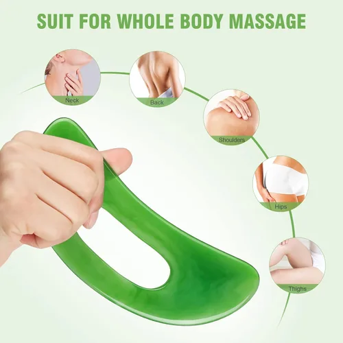 Vista 3 de 2 herramientas grandes de masaje Gua Sha, herramienta de raspado de resina Guasha, raspador de drenaje linfático de mano multifuncional, masajeador