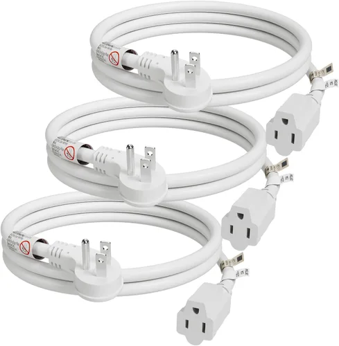Vista 13 de FIRMERST 1875W Flat Plug Extension Cord 3 Feet 14 AWG 15A Black, UL Listed Negro