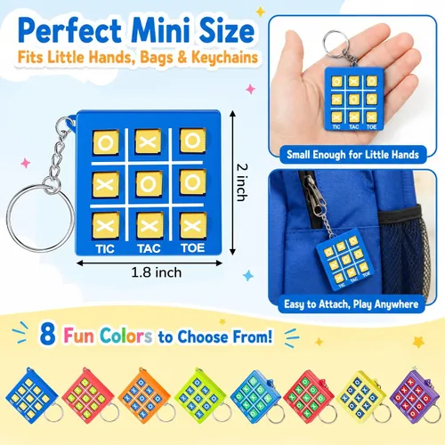 Vista 2 de Hicarer Llavero de juego de 8 piezas de Tic Tac Toe para niños de 4 a 8 a Ret