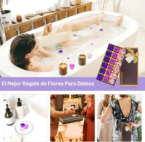 Vista 7 de JIALEEY Jabón de baño perfumado floral, pétalos de flores, aceite esencial de plantas, juego de jabón de rosas, las mejores ideas de regalo