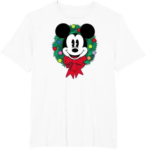 Vista 10 de Amazon Essentials Camiseta navideña festiva de Mickey Mouse para hombre, color azul, talla S Blanco