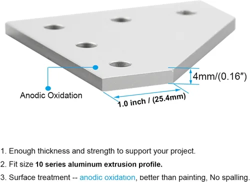 Vista 3 de 8 Conjuntos Perfiles de Extrusión de Aluminio Serie 10 Soportes de Esquina 1010 Conectores en L de Ángulo Recto de 90Grados con Tuercas y Pernos