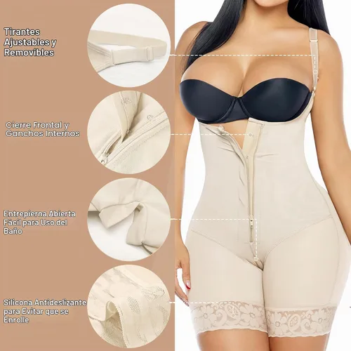 Vista 4 de YIANNA Fajas Colombianas Shapewear para Mujer Control de Abdomen Posparto Moldeador Corporal Levantador de Glúteos Bodysuit Beige