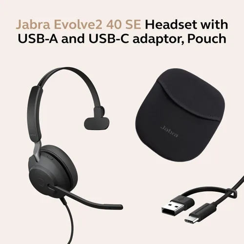 Vista 8 de Jabra Evolve2 40 SE (versión 2026) Auriculares mono con cancelación de ruido con cable - Cuenta con tecnología de llamada de 3 micrófonos y cable