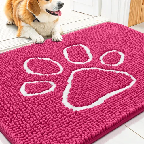Vista 176 de Smiry Tapete para puerta de perro para patas fangosas, absorbente y Gris y negro