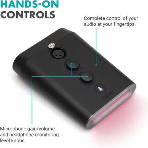 Vista 4 de Movo GM-7 Micrófono profesional de cuello de cisne de 18 pulgadas y base de interfaz USB con luces RGB, ganancia, silencio, micrófono de podio