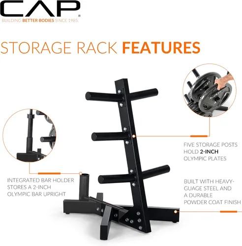 Vista 3 de CAP Barbell Estante de almacenamiento para árbol de placas olímpicas, varios