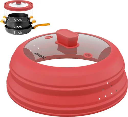 Vista 13 de Cubierta para salpicaduras de microondas, cubierta plegable de silicona para placa de microondas con vidrio para tapa protectora de salpicaduras