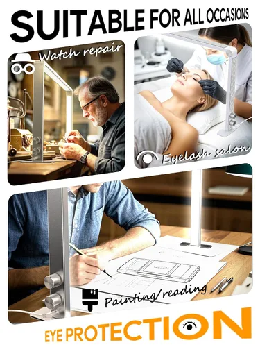 Vista 4 de STOLAS Nail Tech - Lámpara de manicura LED regulable de 4000 K-6000 K, luz de escritorio para tecnología de uñas, color plateado