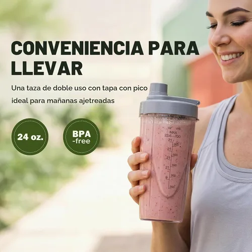 Vista 7 de La Reveuse Licuadora personal de 1000 vatios para batidos, batidos, gris