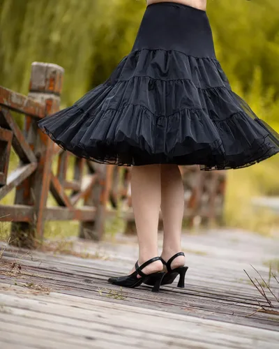 Vista 3 de Modeway Enaguas de crinolina vintage de los años 50 hasta la rodilla para mujer, faldas de tul para debajo de vestidos, accesorios de ropa