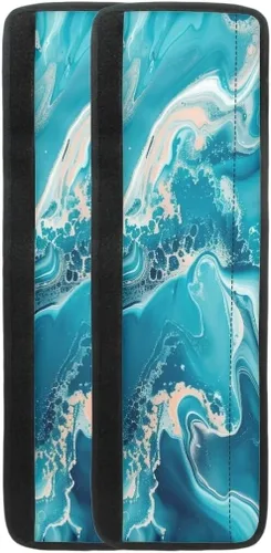 Vista 3 de Coldinair Fundas protectoras antideslizantes para manijas de puerta de refrigerador con estampado de mármol aguamarina, asas de decoración