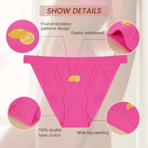 Vista 4 de Ropa interior de algodón para mujer, ropa interior de bikini de cuerda, ropa interior sexy y atrevida para damas, paquete de 5