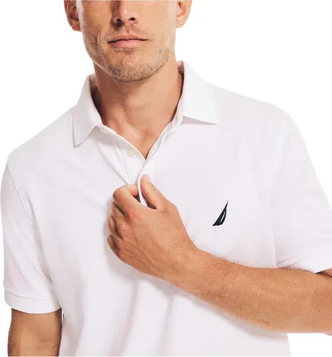 Vista 4 de Nautica Polo piqué de algodón elástico sólido para hombre