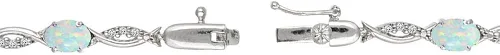 Vista 5 de Pulsera de plata de ley auténtica, creada o simulada con piedras preciosas ovaladas de corte ovalado para mujer
