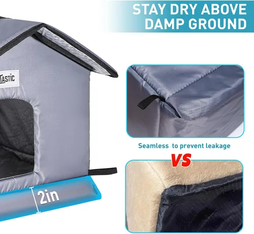 Vista 3 de TailTastic Casa para Gatos de Exterior Resistente a la Intemperie y Aislada - Base Sin Costuras Se Mantiene Seca, Fácil Montaje, Refugio Cálido