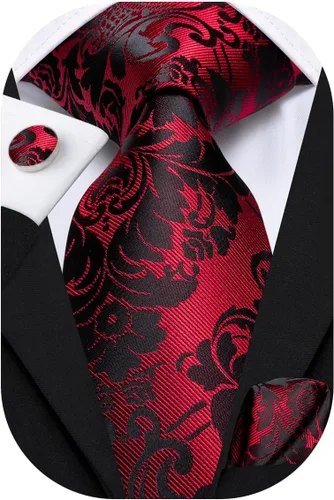 Vista 314 de Hi-Tie Corbatas de seda para hombre, diseño de cachemira a rayas, con bolsillo, gemelos cuadrados, conjunto formal de negocios