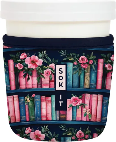 Vista 71 de Sok It IceCreamSok - Funda de neopreno aislada (flores abstractas, pintas de helado cónicas)