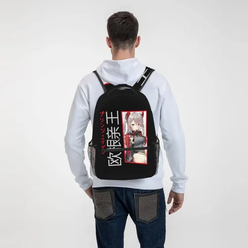 Vista 7 de Mochila japonesa de anime Azur Lane Mochilas para niños y niñas, mochila unisex de lona multiusos, color negro, Negro -, Mochilas Daypack