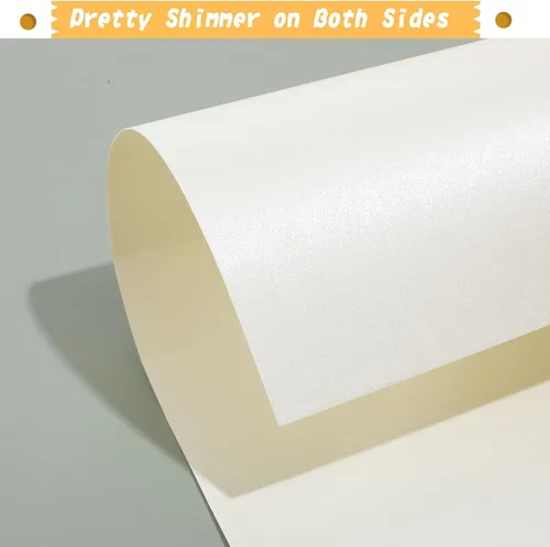 Vista 3 de 36 hojas de cartulina brillante crema, papel de cartulina metálica de 8.5 x 11 pulgadas, cubierta de 92 libras, papel marfil perlado de doble cara