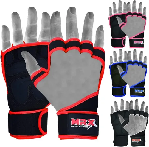 Vista 8 de MRX BOXING & FITNESS Guantes de entrenamiento para hombres y mujeres, guantes de levantamiento de pesas ventilados con muñequeras, protección