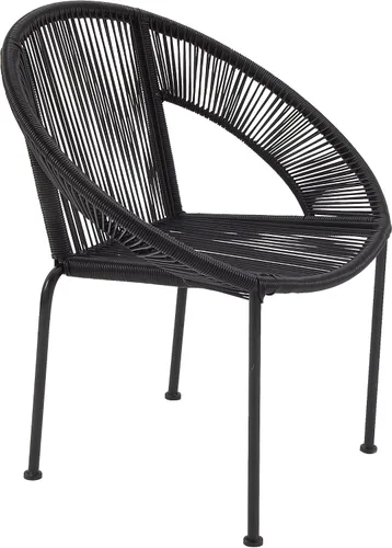 Vista 4 de Deco 79 Silla de exterior ovalada de ratán de plástico contemporáneo, 29 "x 23" x 30", negro