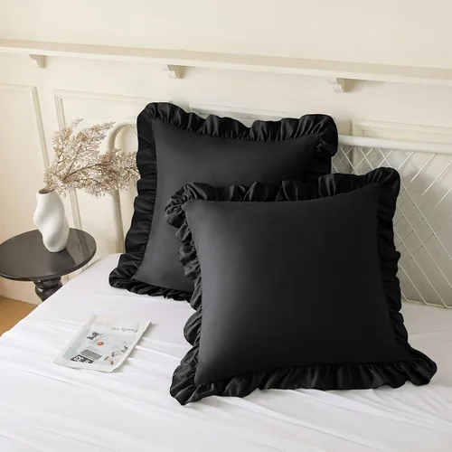 Vista 21 de KKJIAF Paquete de 2 fundas de almohada con volantes de 18 x 18 pulgadas